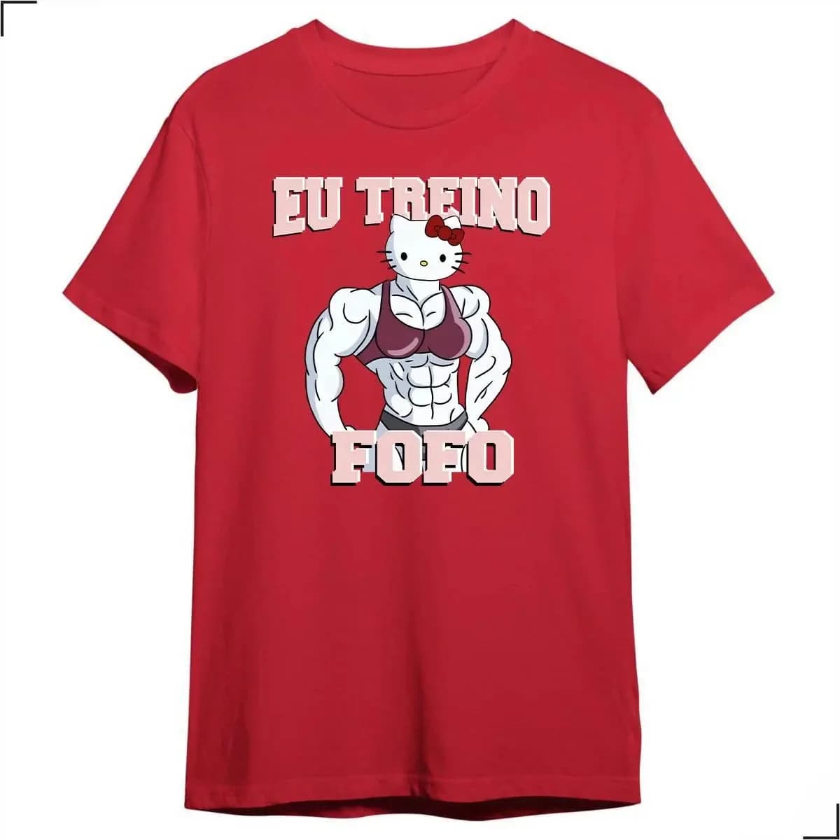 Miniatura 2 de Camiseta Frase Engraçada Eu Treino Fofo Academia Kitty Gym