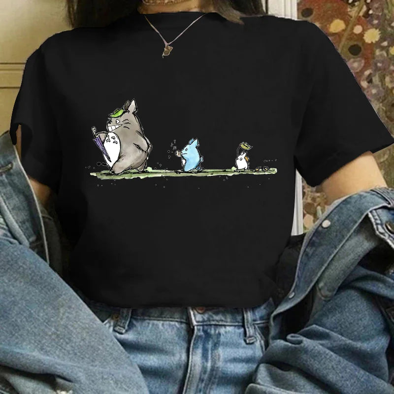 Camiseta Feminina Harajuku Kawaii – Estilo Ullzang, Anime e Cartoon, Y2K