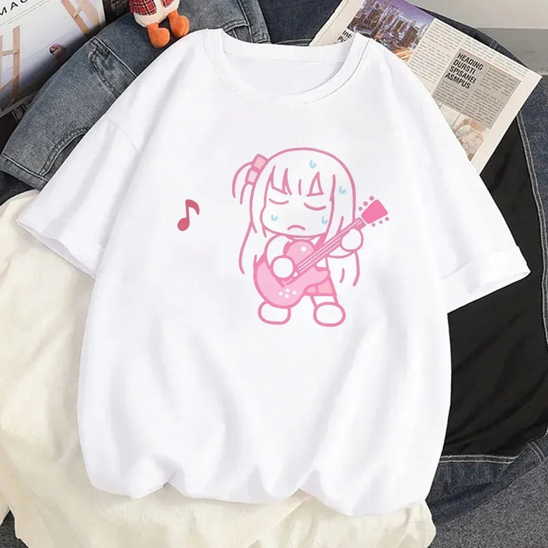 Camiseta Unissex Anime Bocchi The Rock! Hitori Bocchi Kawaii Divertida Y2K