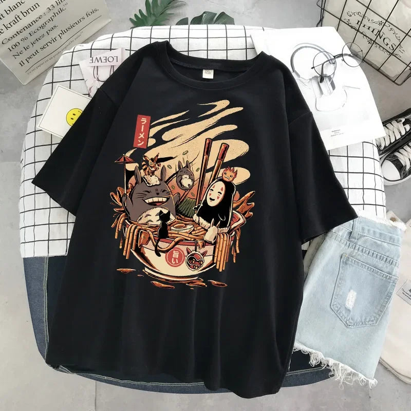 Camiseta Unissex Anime Totoro Hayao Miyazaki Casual Harajuku Manga Curta