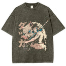 Camiseta Unissex Anime Demon Slayer Hashibira Inosuke Manga Harajuku Algodão Oversized