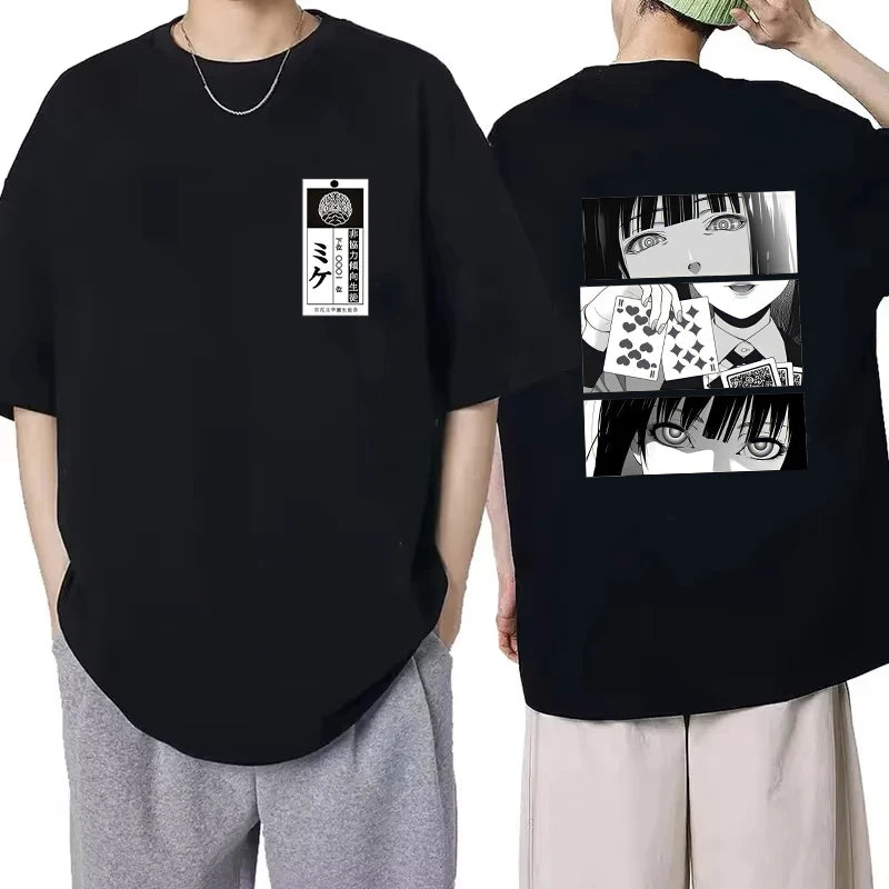Camiseta Unissex Kakegurui Anime Anos 90 Casual Manga Curta Streetwear