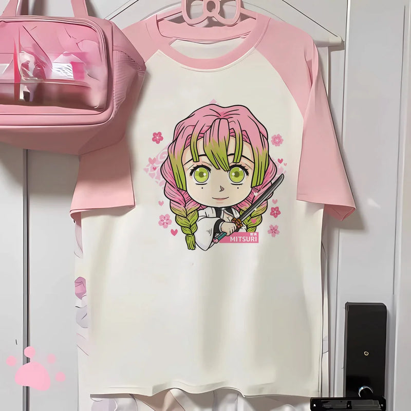 Camiseta Feminina Mitsuri Anime Estilo Japonês Divertida