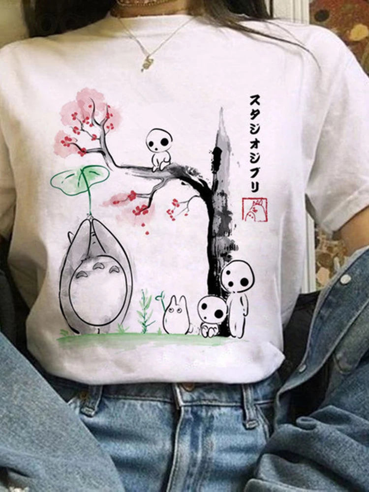 Camiseta Feminina Harajuku Kawaii – Estilo Ullzang, Anime e Cartoon, Y2K