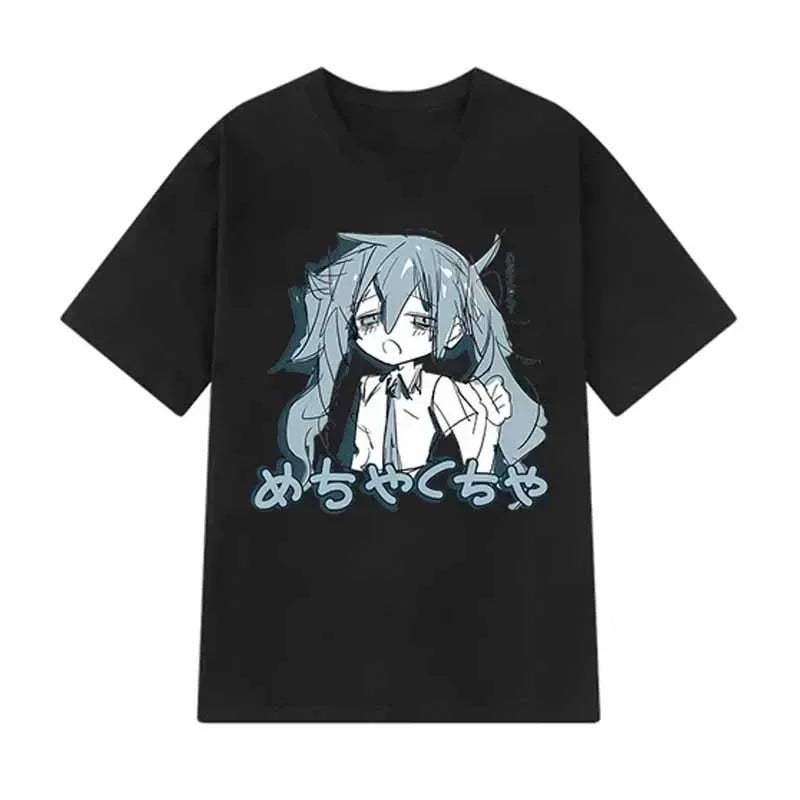 Camiseta Feminina Y2K Anime Japonesa – Estilo Harajuku, Oversized, Casual