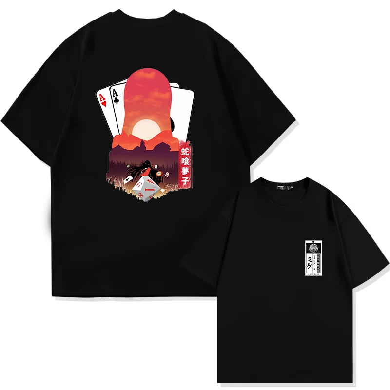 Camiseta Unissex Kakegurui Anime Anos 90 Casual Manga Curta Streetwear