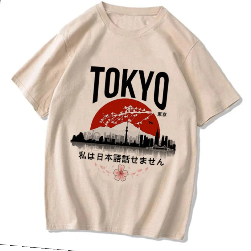 Camiseta Unissex Estilo Y2K Tokyo – Estampa Gótica, Streetwear Coreano Anos 2000