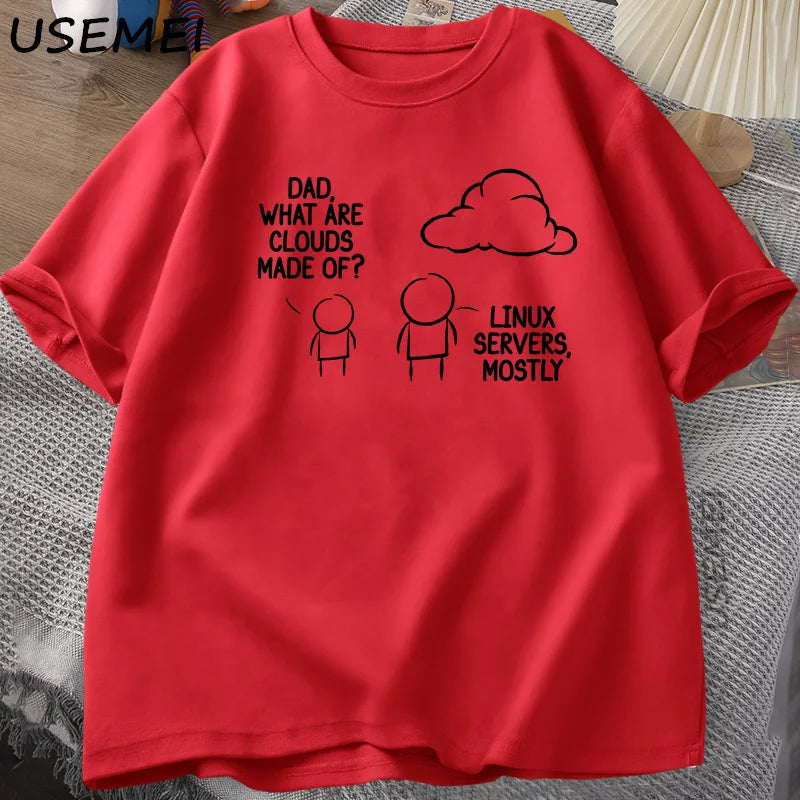 Camiseta Geek Pai O Que São Nuvens Estampa Divertida Algodão Casual Masculina