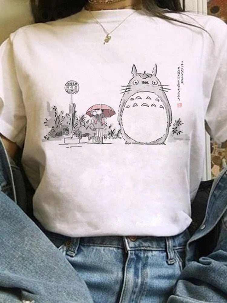 Camiseta Feminina Harajuku Kawaii – Estilo Ullzang, Anime e Cartoon, Y2K