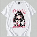 Camiseta Feminina Anime Japonês Algodão Casual Manga Curta Plus Size