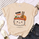 Camiseta Feminina Sushi Manga Harajuku Streetwear Divertida