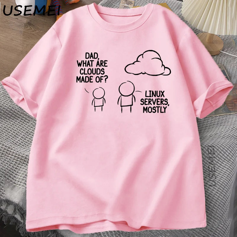 Camiseta Geek Pai O Que São Nuvens Estampa Divertida Algodão Casual Masculina