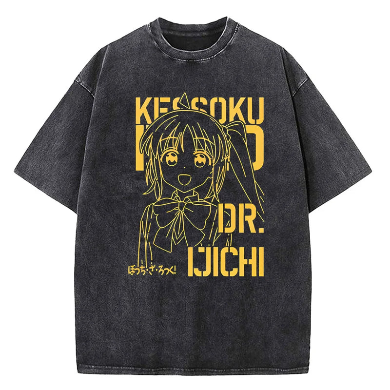 Camiseta Masculina Vintage Anime Bocchi The Rock Banda Algodão Manga Curta
