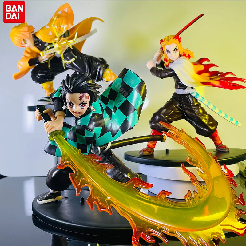 Action Figure Demon Slayer – Tanjirou, Zenitsu e Kyoujurou, Brinquedo PVC Coleção