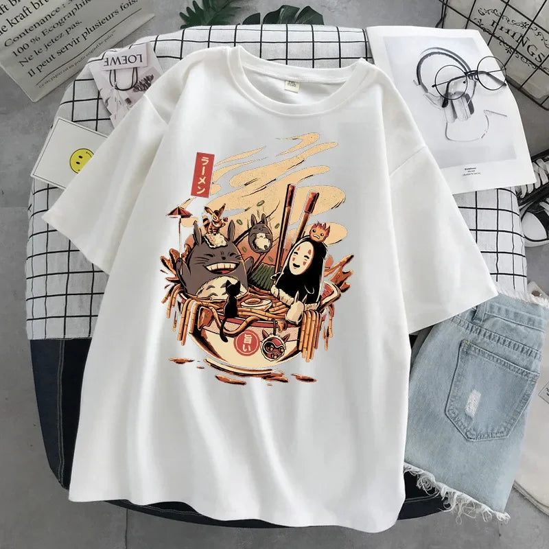 Camiseta Unissex Anime Totoro Hayao Miyazaki Casual Harajuku Manga Curta