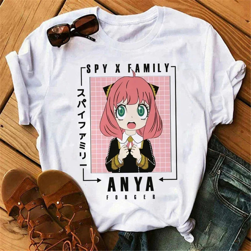 Camiseta Feminina Anime Spy X Family Harajuku Verão Y2K Fofa
