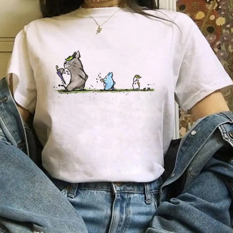 Camiseta Feminina Harajuku Kawaii – Estilo Ullzang, Anime e Cartoon, Y2K
