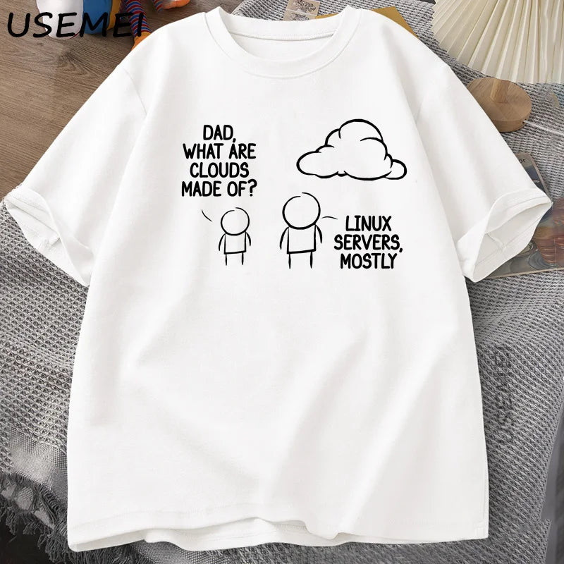Camiseta Geek Pai O Que São Nuvens Estampa Divertida Algodão Casual Masculina