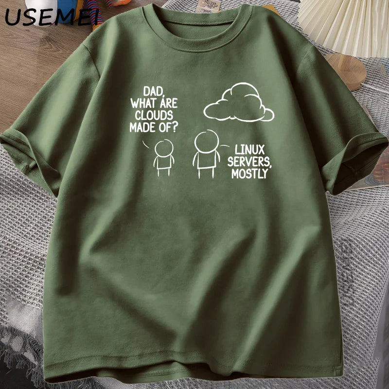 Camiseta Geek Pai O Que São Nuvens Estampa Divertida Algodão Casual Masculina