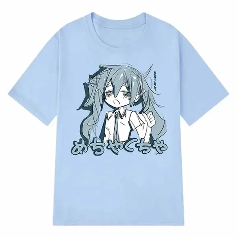 Camiseta Feminina Y2K Anime Japonesa – Estilo Harajuku, Oversized, Casual