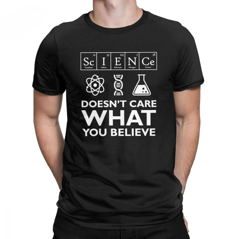 Camiseta Unissex Geek Ciência Não Se Importa Divertida Biologia Física Química Astronomia