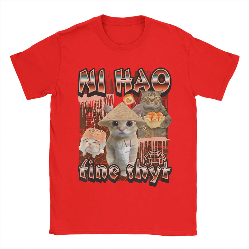 Camiseta Meme Gato “Ni Hao Fine Shyt”