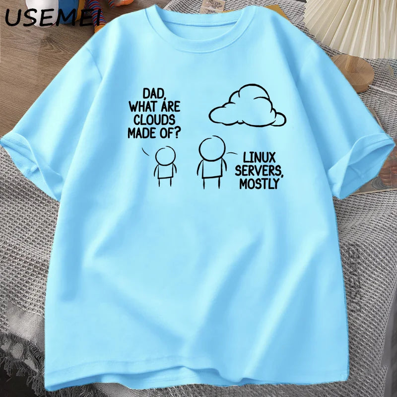 Camiseta Geek Pai O Que São Nuvens Estampa Divertida Algodão Casual Masculina