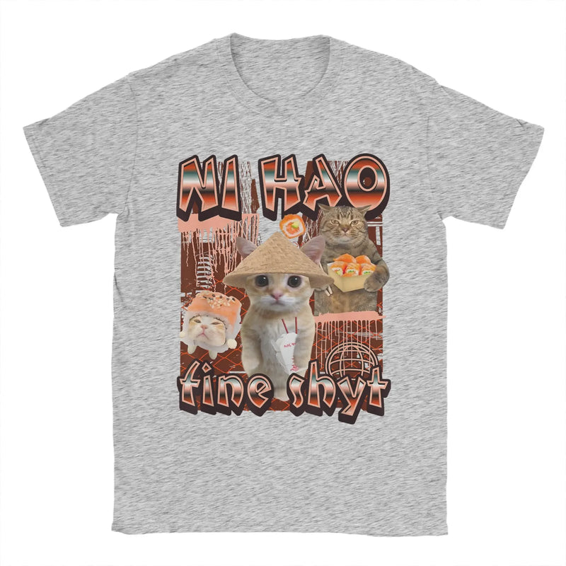 Camiseta Meme Gato “Ni Hao Fine Shyt”