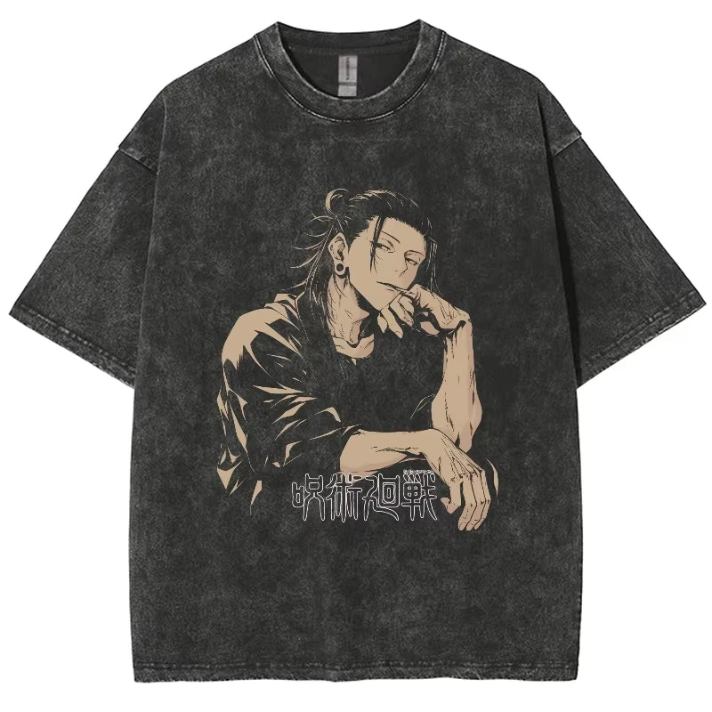 Camiseta Unissex Anime Jujutsu Kaisen Geto Suguru Vintage Harajuku Algodão