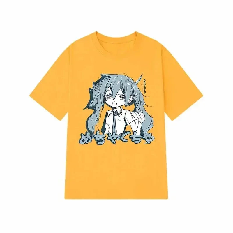 Camiseta Feminina Y2K Anime Japonesa – Estilo Harajuku, Oversized, Casual