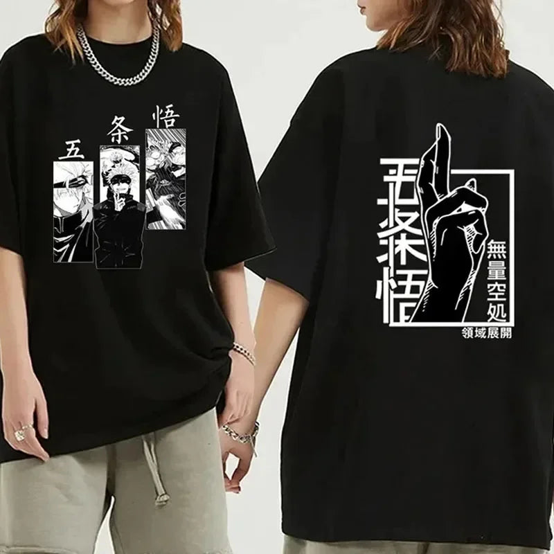 Camiseta Feminina Oversized Satoru Gojo – Anime Jujutsu Kaisen, Estilo Casual Verão