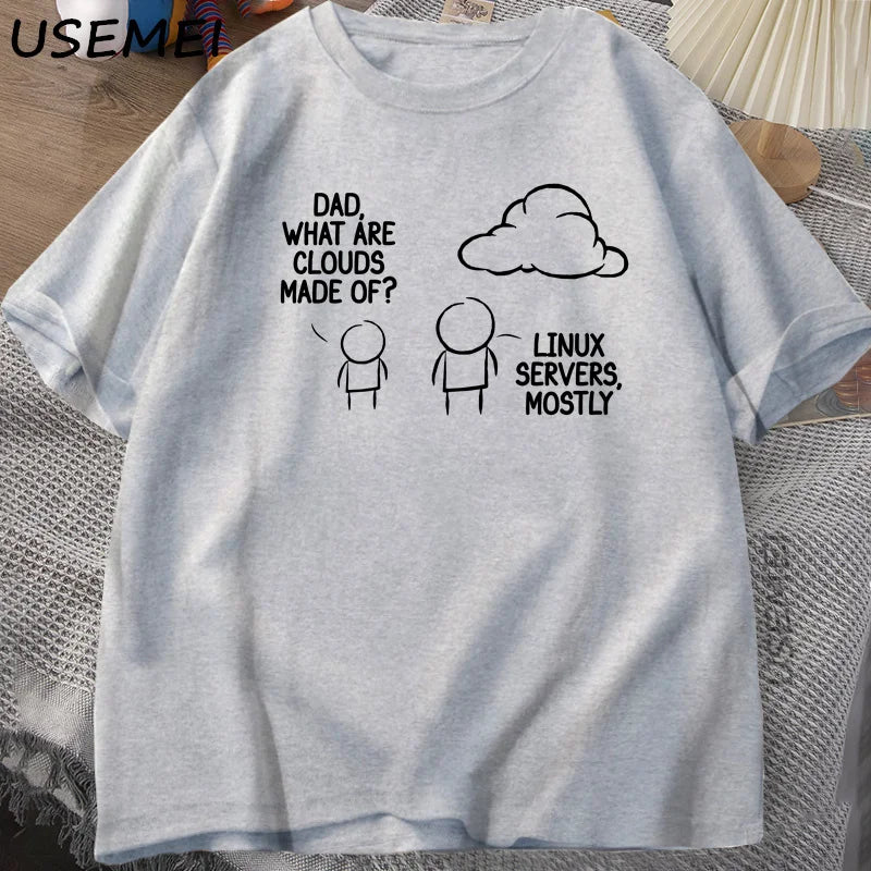 Camiseta Geek Pai O Que São Nuvens Estampa Divertida Algodão Casual Masculina