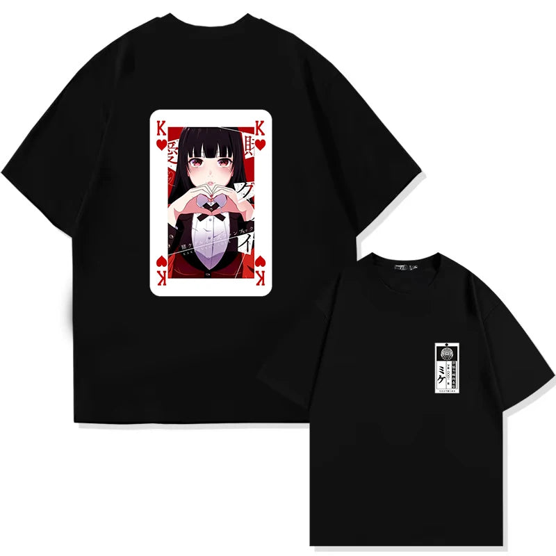 Camiseta Unissex Kakegurui Anime Anos 90 Casual Manga Curta Streetwear