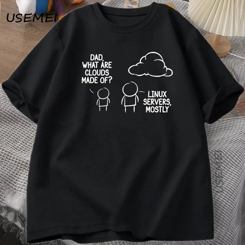 Camiseta Geek Pai O Que São Nuvens Estampa Divertida Algodão Casual Masculina