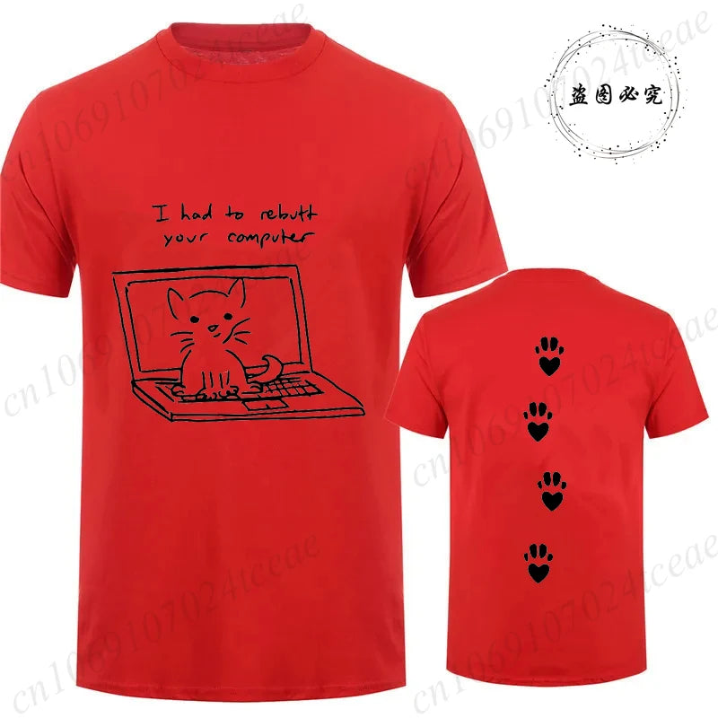 Camiseta Unissex Gato Preto Computador Streetwear Casual Oversized Geek