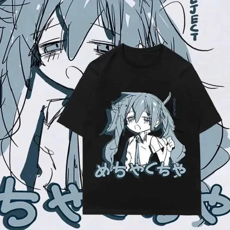 Camiseta Feminina Y2K Anime Japonesa – Estilo Harajuku, Oversized, Casual