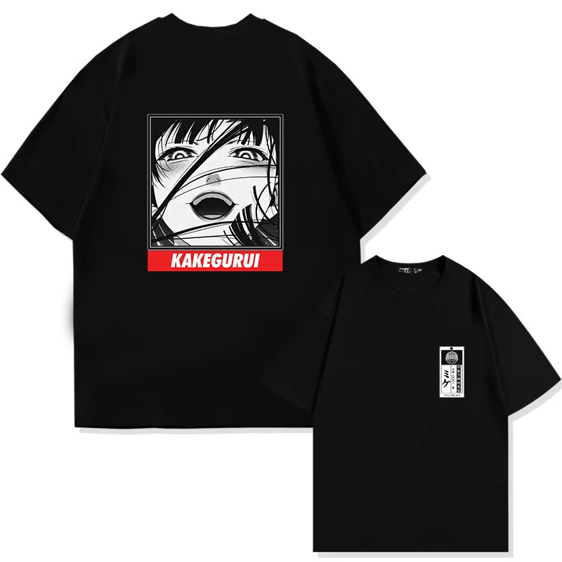 Camiseta Unissex Kakegurui Anime Anos 90 Casual Manga Curta Streetwear