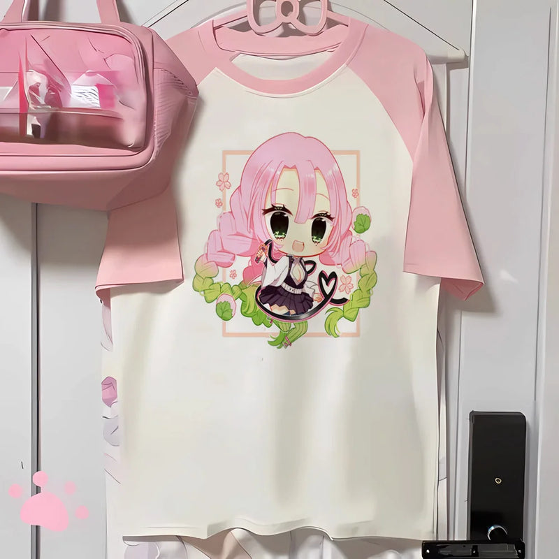 Camiseta Feminina Mitsuri Anime Estilo Japonês Divertida