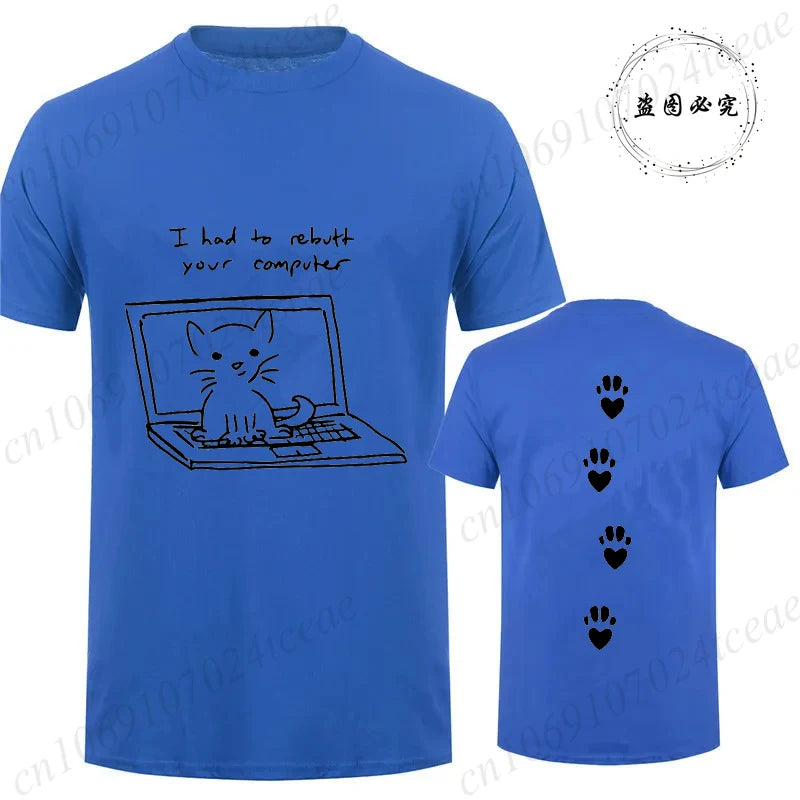 Camiseta Unissex Gato Preto Computador Streetwear Casual Oversized Geek