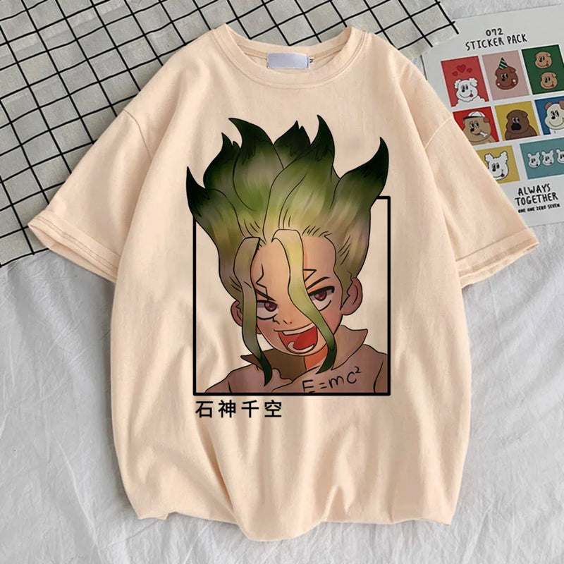 Camiseta Feminina Dr. Stone Harajuku Anime 80s Estética Pop 2000s Hip Hop