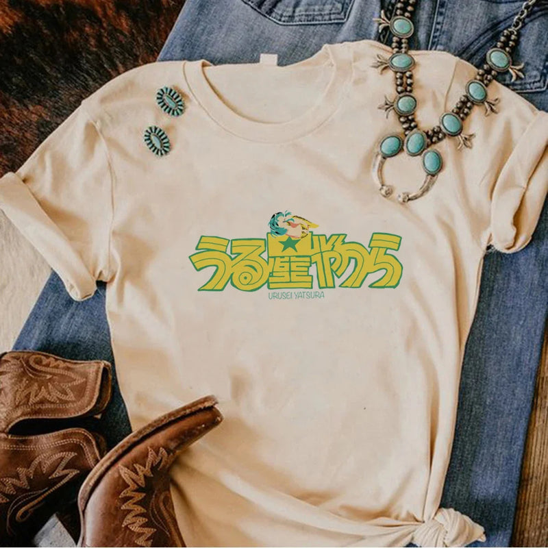Camiseta Feminina Urusei Yatsura Anime Harajuku Estilo Japonês