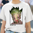 Camiseta Feminina Dr. Stone Harajuku Anime 80s Estética Pop 2000s Hip Hop