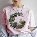 Camiseta Feminina Anime Japonês Dragão Estampa Verão Harajuku Casual