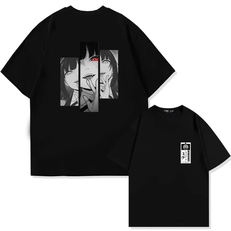 Camiseta Unissex Kakegurui Anime Anos 90 Casual Manga Curta Streetwear