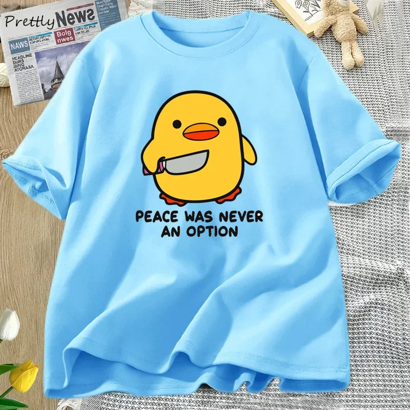 Camiseta Feminina Peace Was Never An Option Ganso Divertida Algodão Oversize