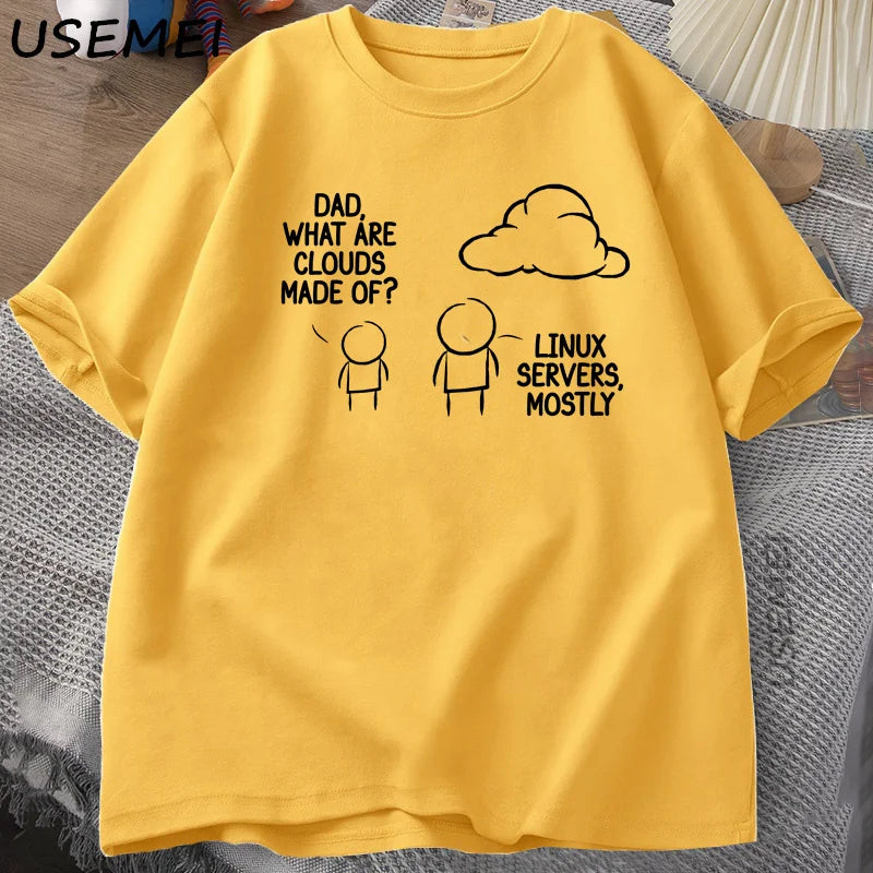 Camiseta Geek Pai O Que São Nuvens Estampa Divertida Algodão Casual Masculina