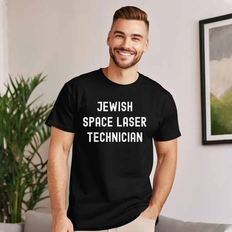 Camiseta Masculina Geek Hip Hop Jewish Space Laser Technician Algodão Manga Curta