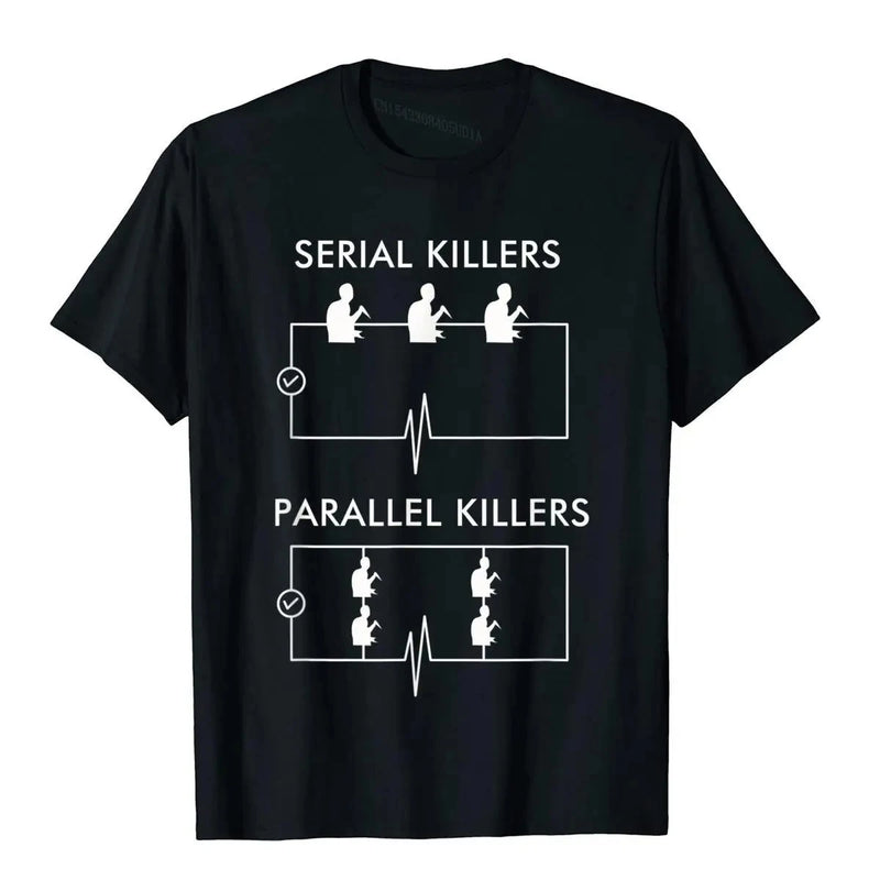 Camiseta Masculina Serial Killers Parallel Killers Eletricista Divertida Algodão Estilo Japonês