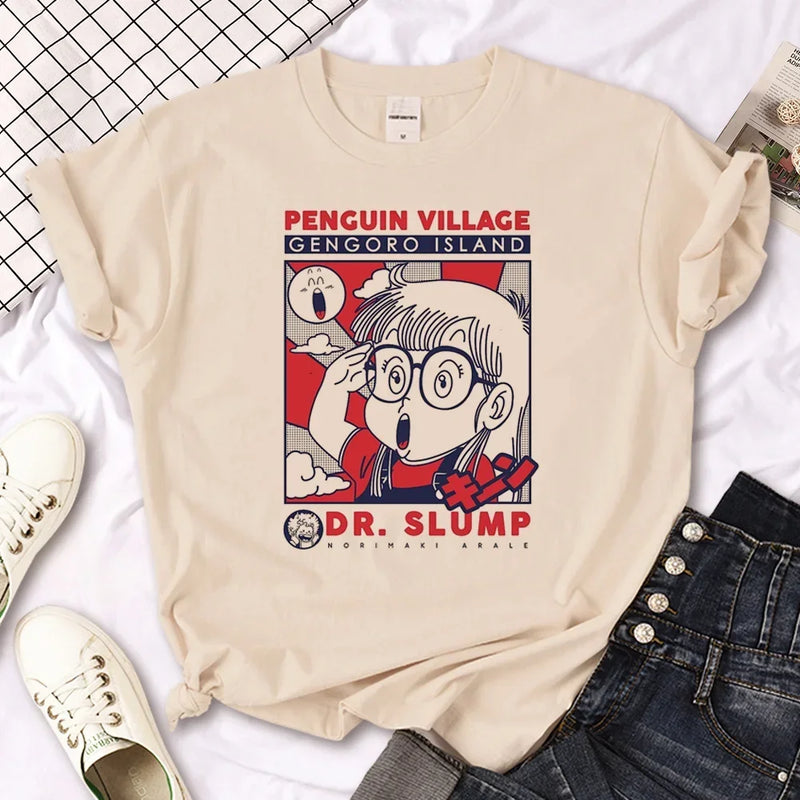 Camiseta Feminina Arale Estilo Japonês Casual Harajuku Solta
