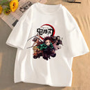 Camiseta Unissex Anime Demon Slayer Kimetsu No Yaiba Verão Manga Curta Streetwear